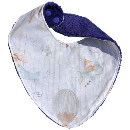 Bavoir bébé personnalisable renard avion montgolfière violet Les p'tites cousettes d'Ophélie