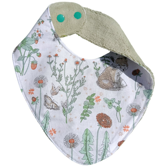 Bavoir bébé personnalisable renard fleur vert Les p'tites cousettes d'Ophélie