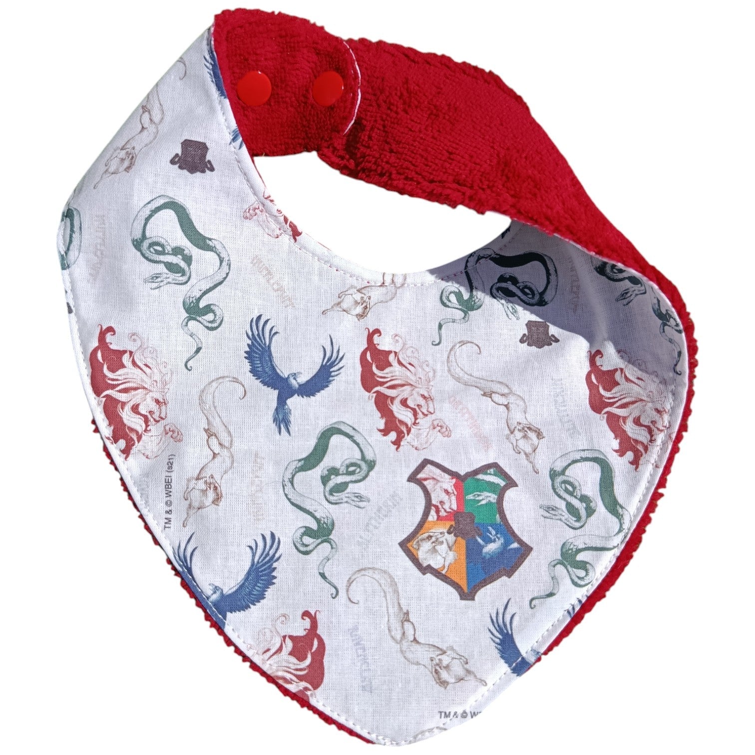 Bavoir bébé personnalisable Harry potter rouge bleu Les p'tites cousettes d'Ophélie