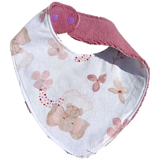 Bavoir bébé personnalisable éléphant rose Les p'tites cousettes d'Ophélie