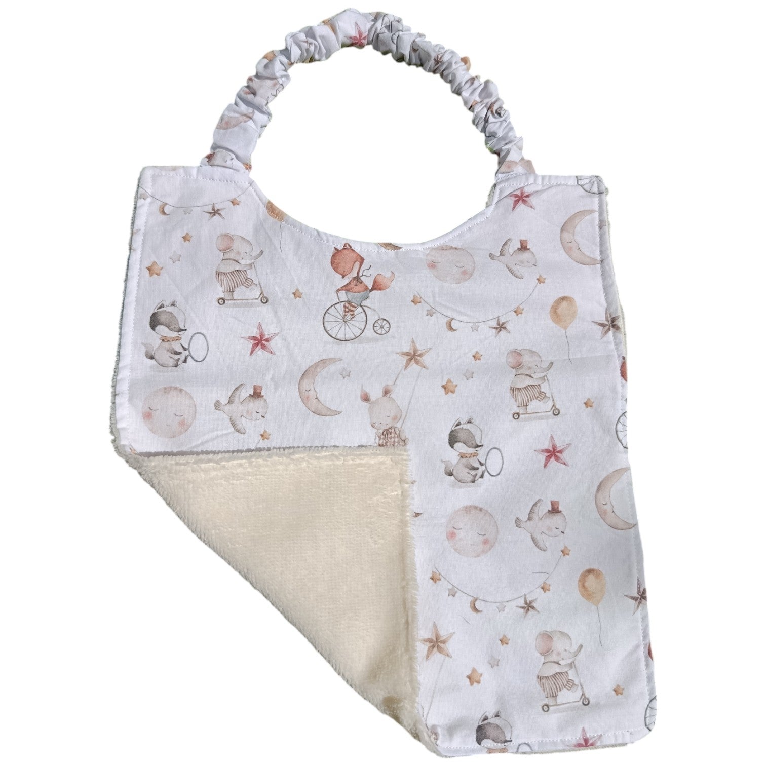 Bavoir maternelle personnalisable animaux renard lune Les p'tites cousettes d'Ophélie