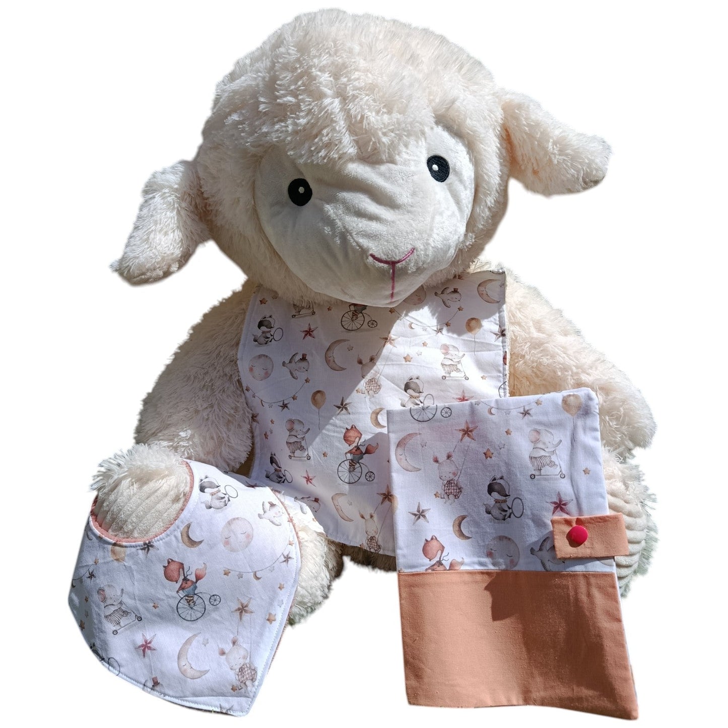Bavoir bébé personnalisable renard elephant lune lapin rose Les p'tites cousettes d'Ophélie
