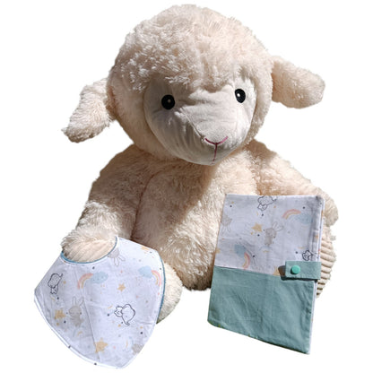 Bavoir bébé personnalisable girafes zèbre bleu Les p'tites cousettes d'Ophélie