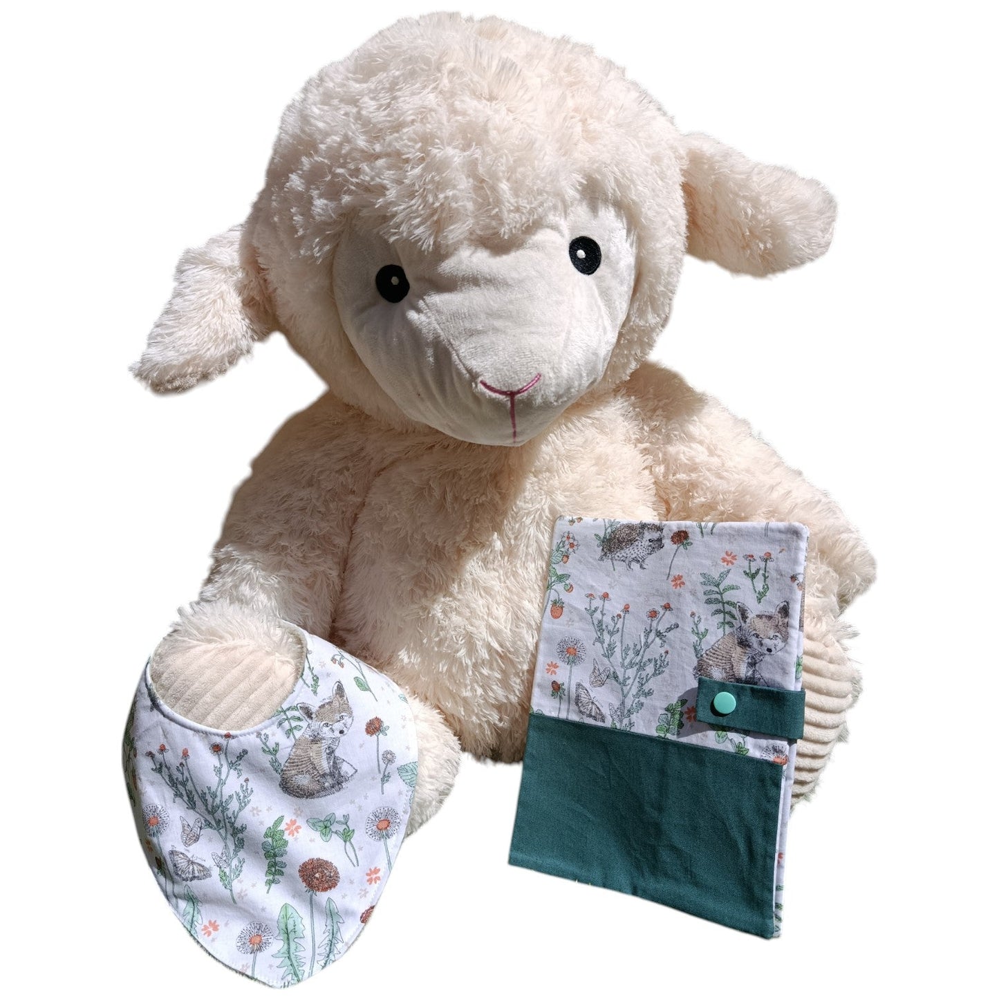 Bavoir bébé personnalisable renard fleur vert Les p'tites cousettes d'Ophélie