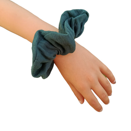 Chouchou gaze de coton vert foncé