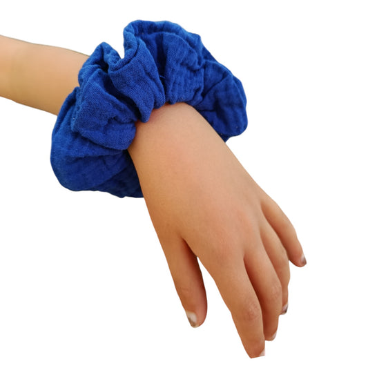 Chouchou gaze de coton bleu
