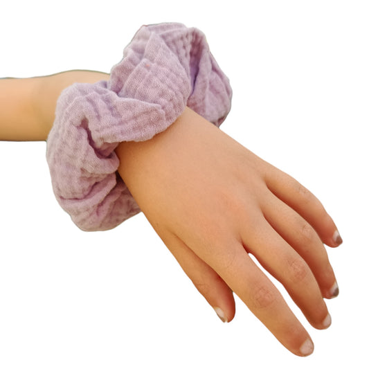 Chouchou gaze de coton violet clair
