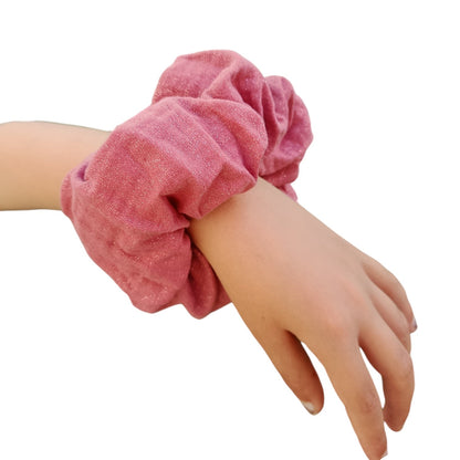 Chouchou gaze de coton rose brillant Les p'tites cousettes d'Ophélie