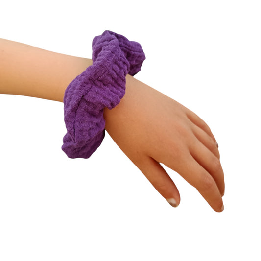 Chouchou gaze de coton violet foncé