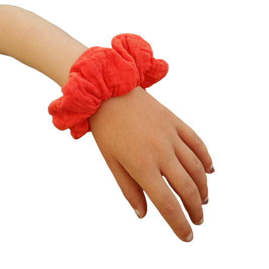 Chouchou gaze de coton orange