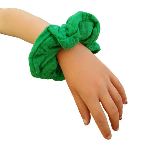 Chouchou gaze de coton vert clair