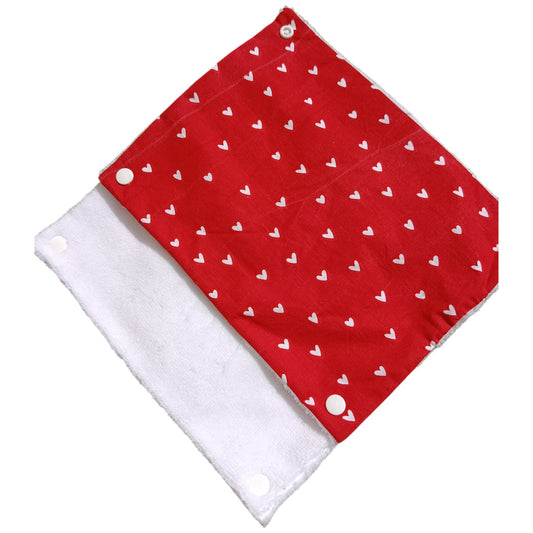Essuie-tout lavable réutilisable coeurs blanc et rouge
