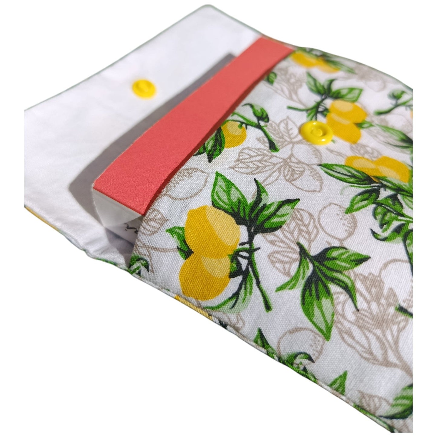Pochette à livre en tissu citron jaune Les p'tites cousettes d'Ophélie