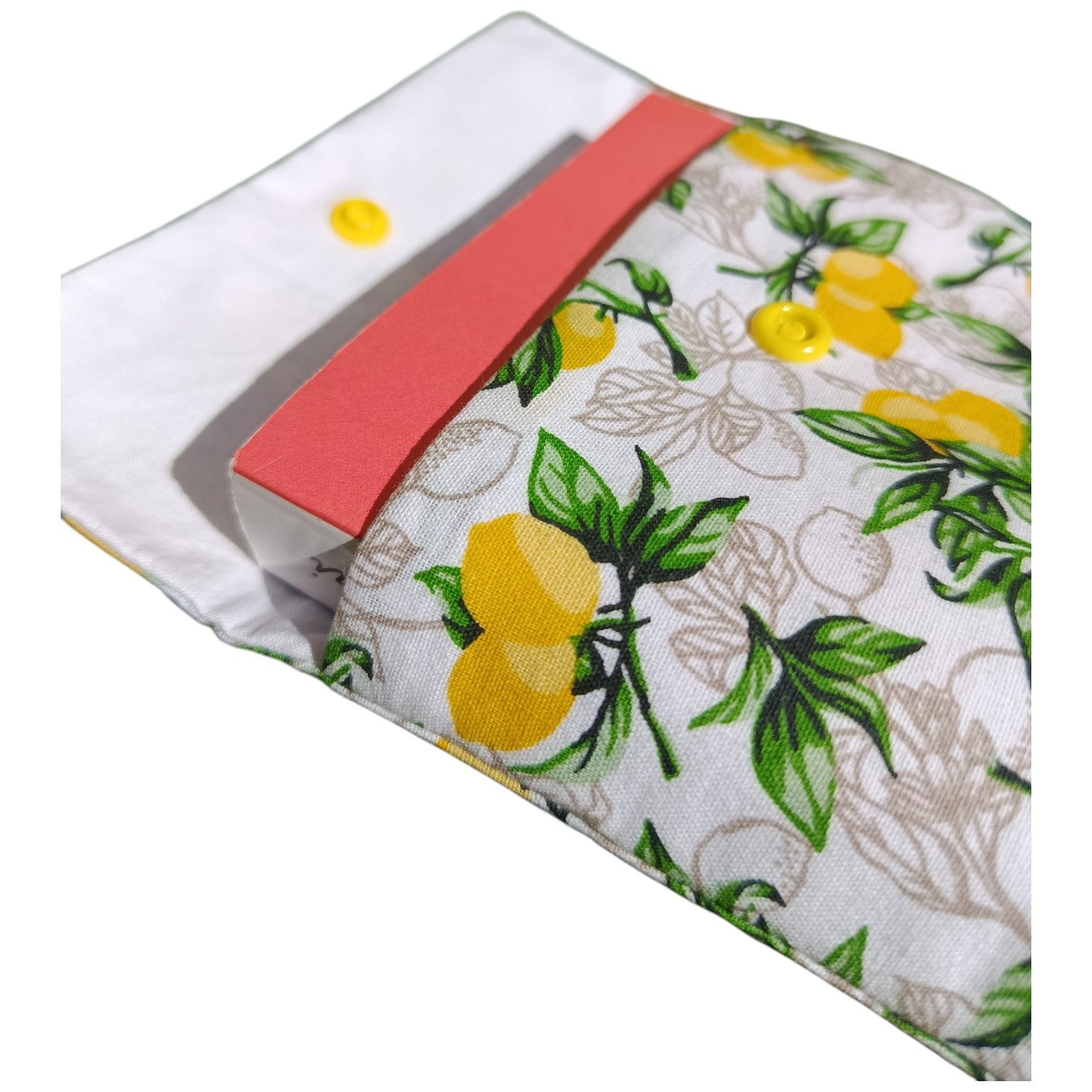 Pochette à livre en tissu citron jaune Les p'tites cousettes d'Ophélie