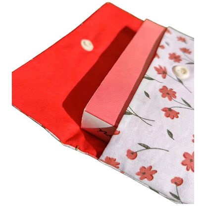 Pochette à livre en tissu petite fleur orange Les p'tites cousettes d'Ophélie