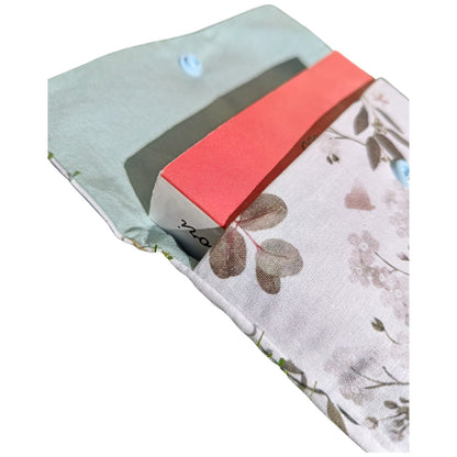 Pochette à livre en tissu fleur coton blanc vert Les p'tites cousettes d'Ophélie