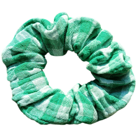 Chouchou gaze de coton vert vichy
