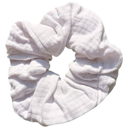 Chouchou gaze de coton blanc brillant