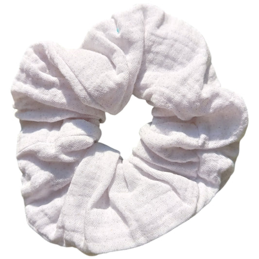 Chouchou gaze de coton blanc brillant
