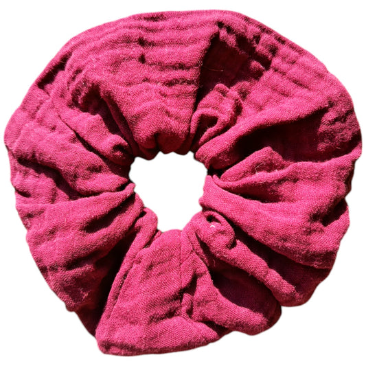 Chouchou gaze de coton violet bordeau