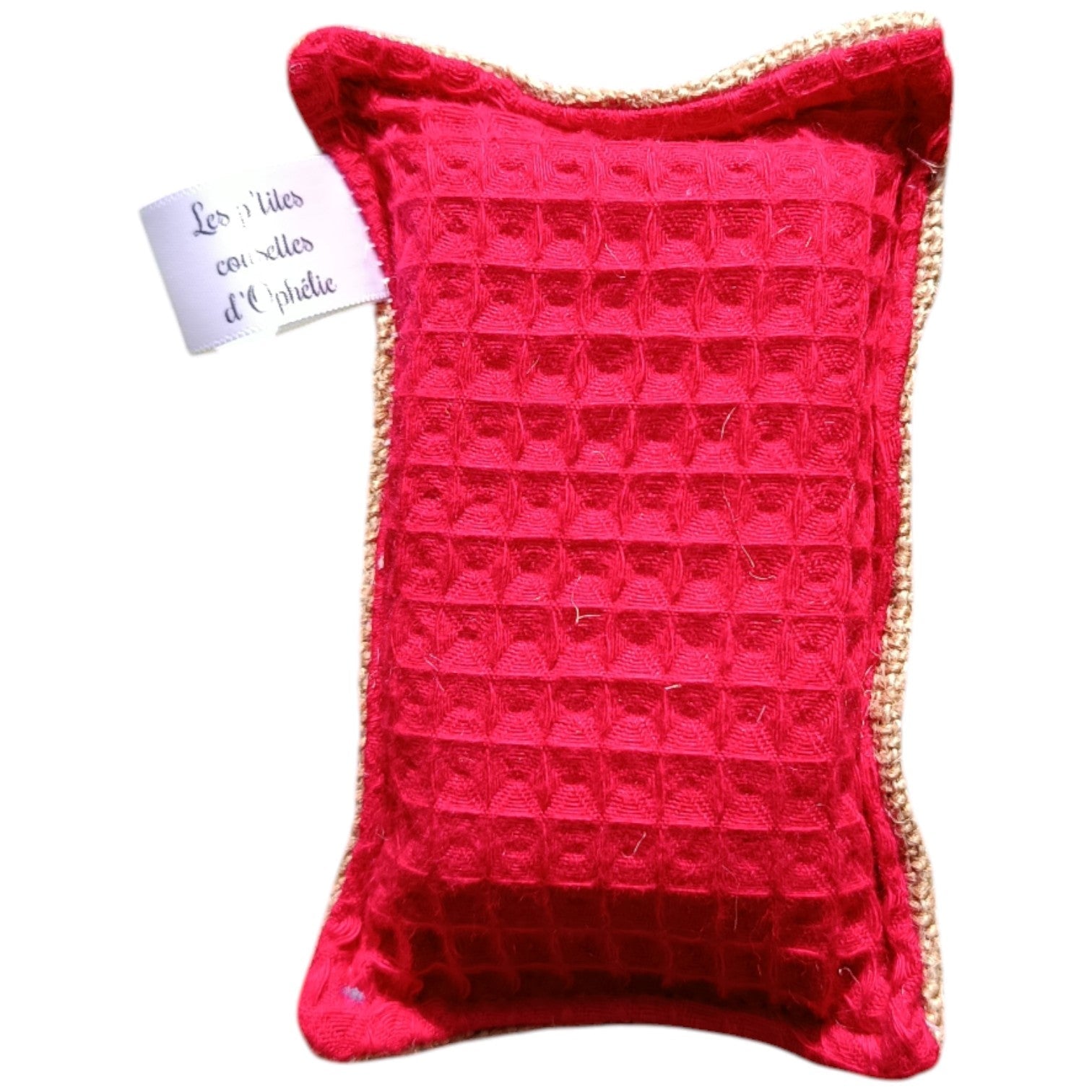 Eponge lavable réutilisable rouge Les p'tites cousettes d'Ophélie