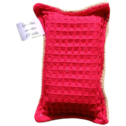 Eponge lavable réutilisable rouge Les p'tites cousettes d'Ophélie