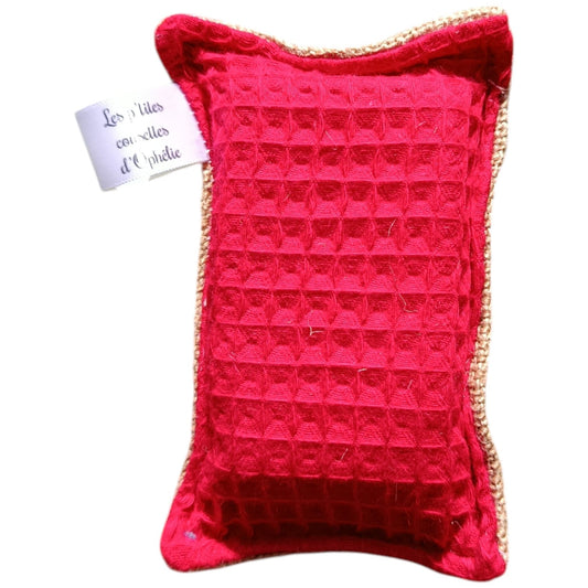 Eponge lavable réutilisable rouge Les p'tites cousettes d'Ophélie