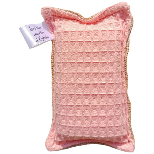 Eponge lavable réutilisable rose Les p'tites cousettes d'Ophélie
