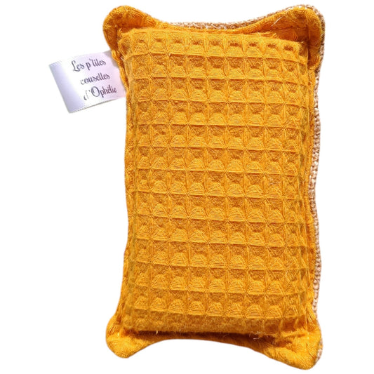 Eponge lavable réutilisable Jaune moutarde Les p'tites cousettes d'Ophélie