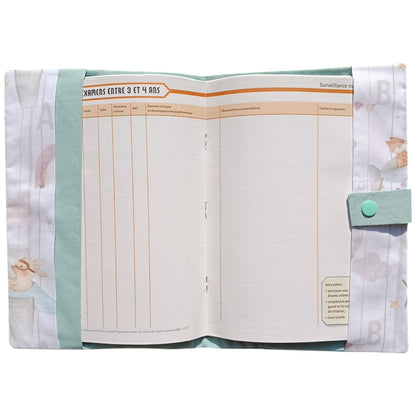 Protège carnet de santé personnalisable renard avion bleu Les p'tites cousettes d'Ophélie
