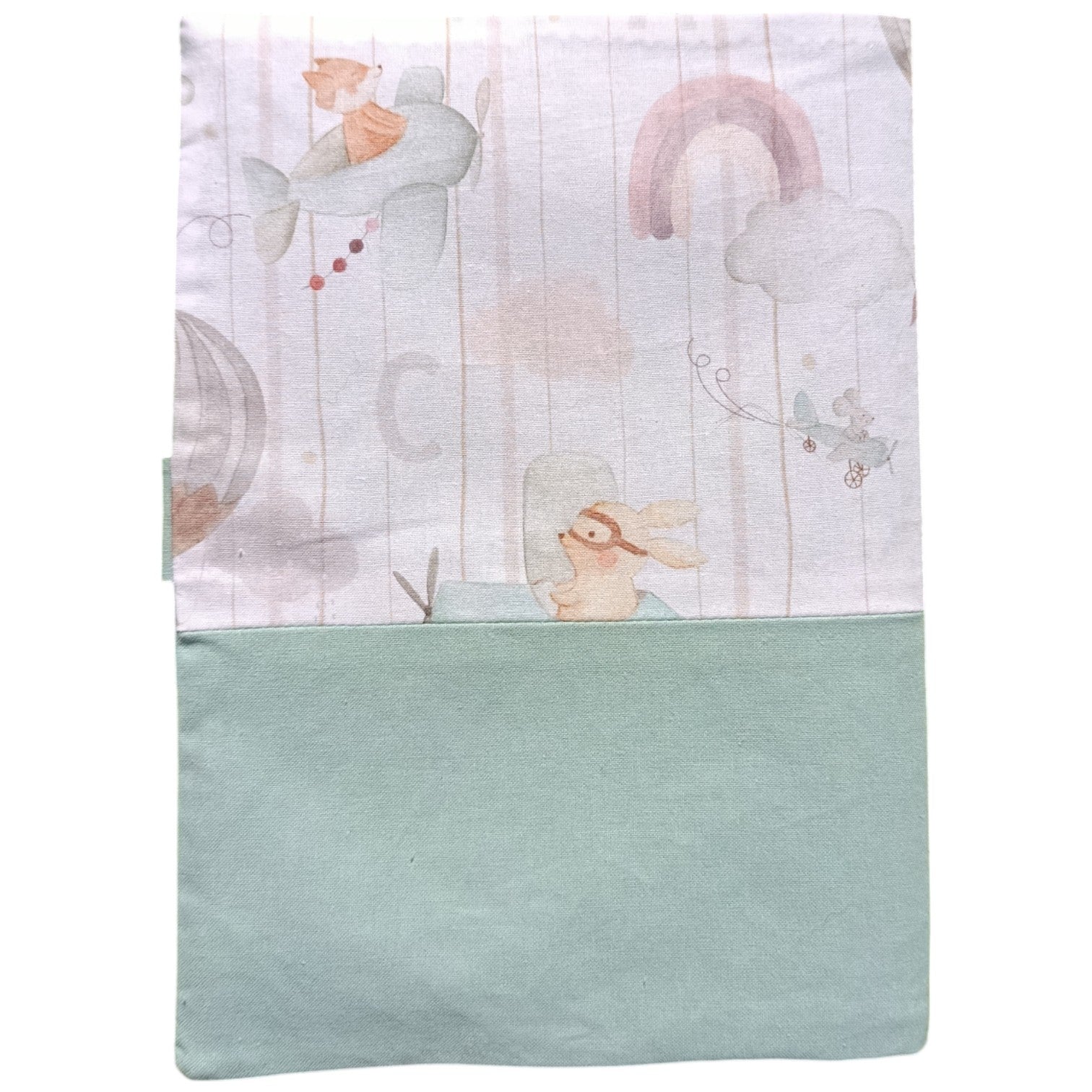 Protège carnet de santé personnalisable renard avion bleu Les p'tites cousettes d'Ophélie