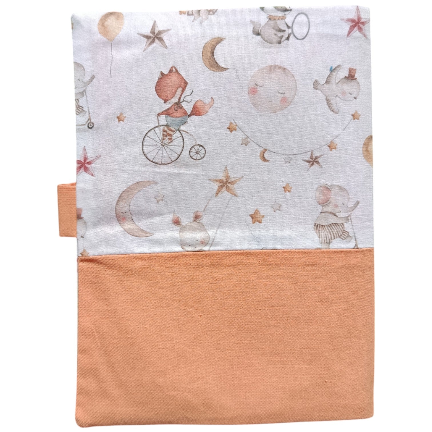 Protège carnet de santé personnalisable lune animaux rose Les p'tites cousettes d'Ophélie