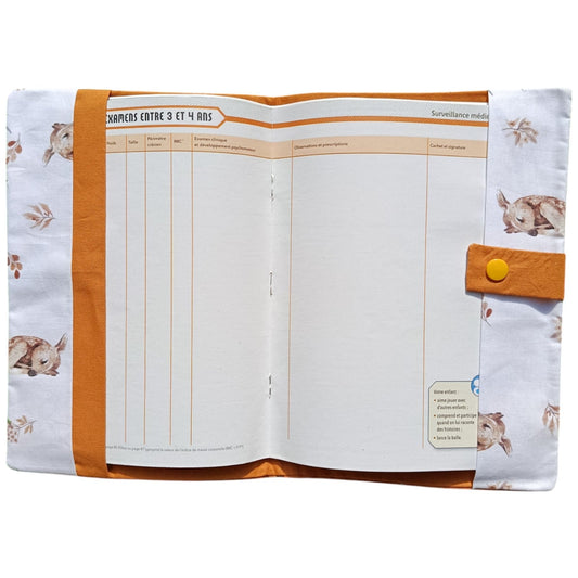 Protège carnet de santé personnalisable biche Camel marron Les p'tites cousettes d'Ophélie