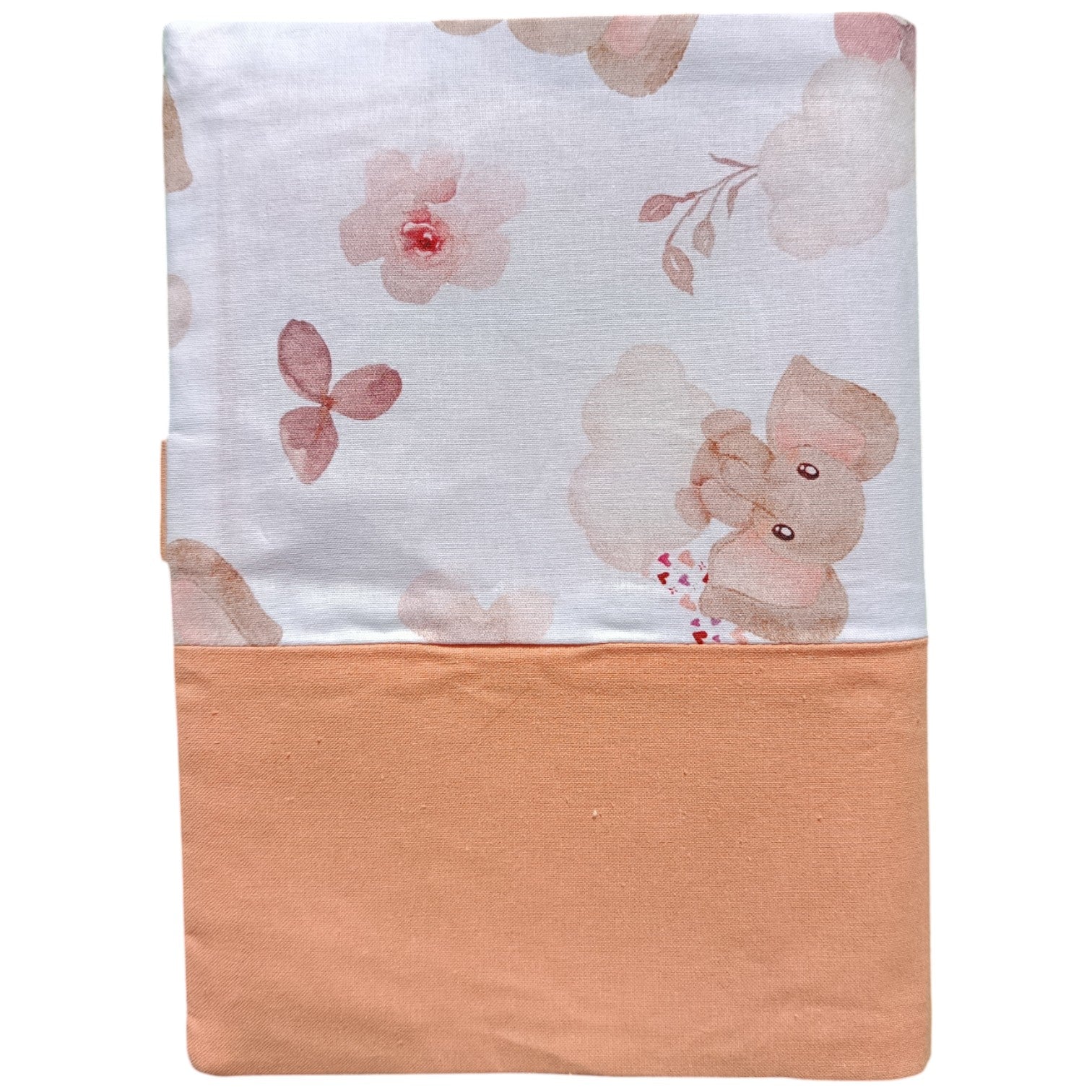 Protège carnet de santé personnalisable éléphant fleur rose Les p'tites cousettes d'Ophélie