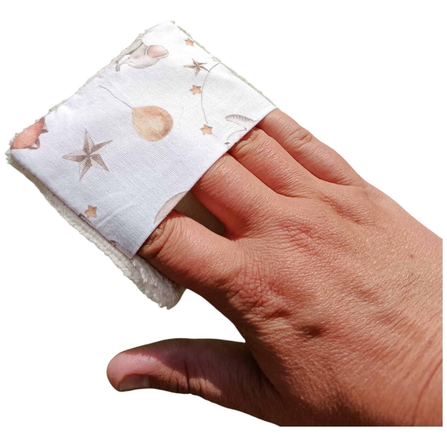 Débarbouillette enfant lune renard beige Les p'tites cousettes d'Ophélie