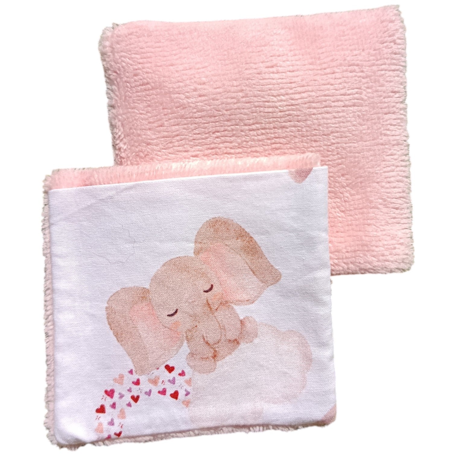 Débarbouillette enfant éléphant rose Les p'tites cousettes d'Ophélie