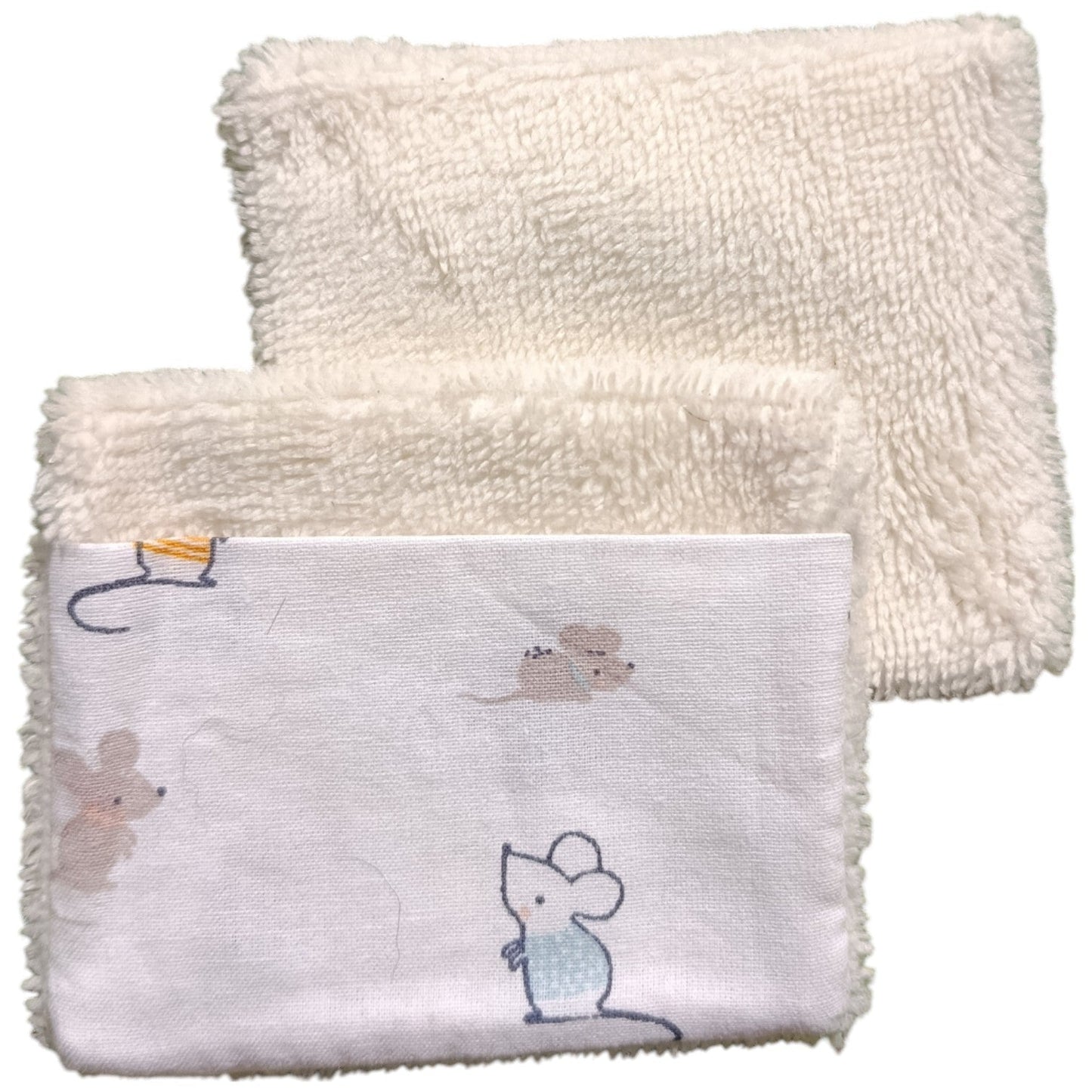 Débarbouillette enfant souris beige Les p'tites cousettes d'Ophélie
