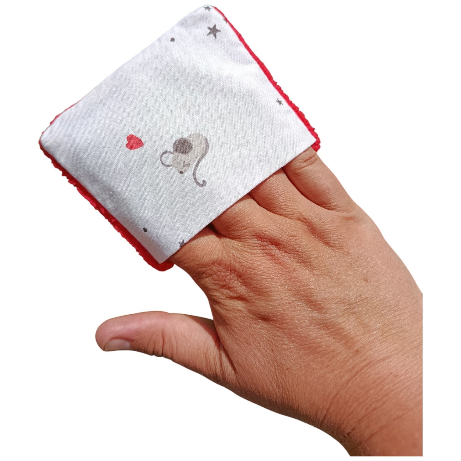 Débarbouillette enfant souris rouge Les p'tites cousettes d'Ophélie