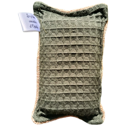 Eponge lavable réutilisable kaki vert Les p'tites cousettes d'Ophélie
