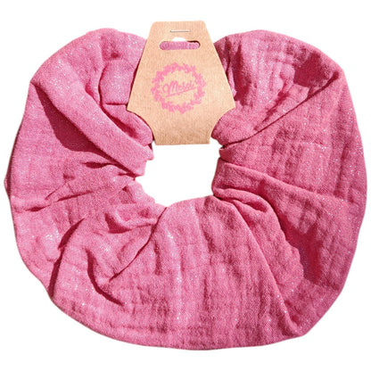 Chouchou gaze de coton rose brillant Les p'tites cousettes d'Ophélie
